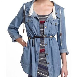 Anthropologie Holding Horses Chambray Shirt W Hood